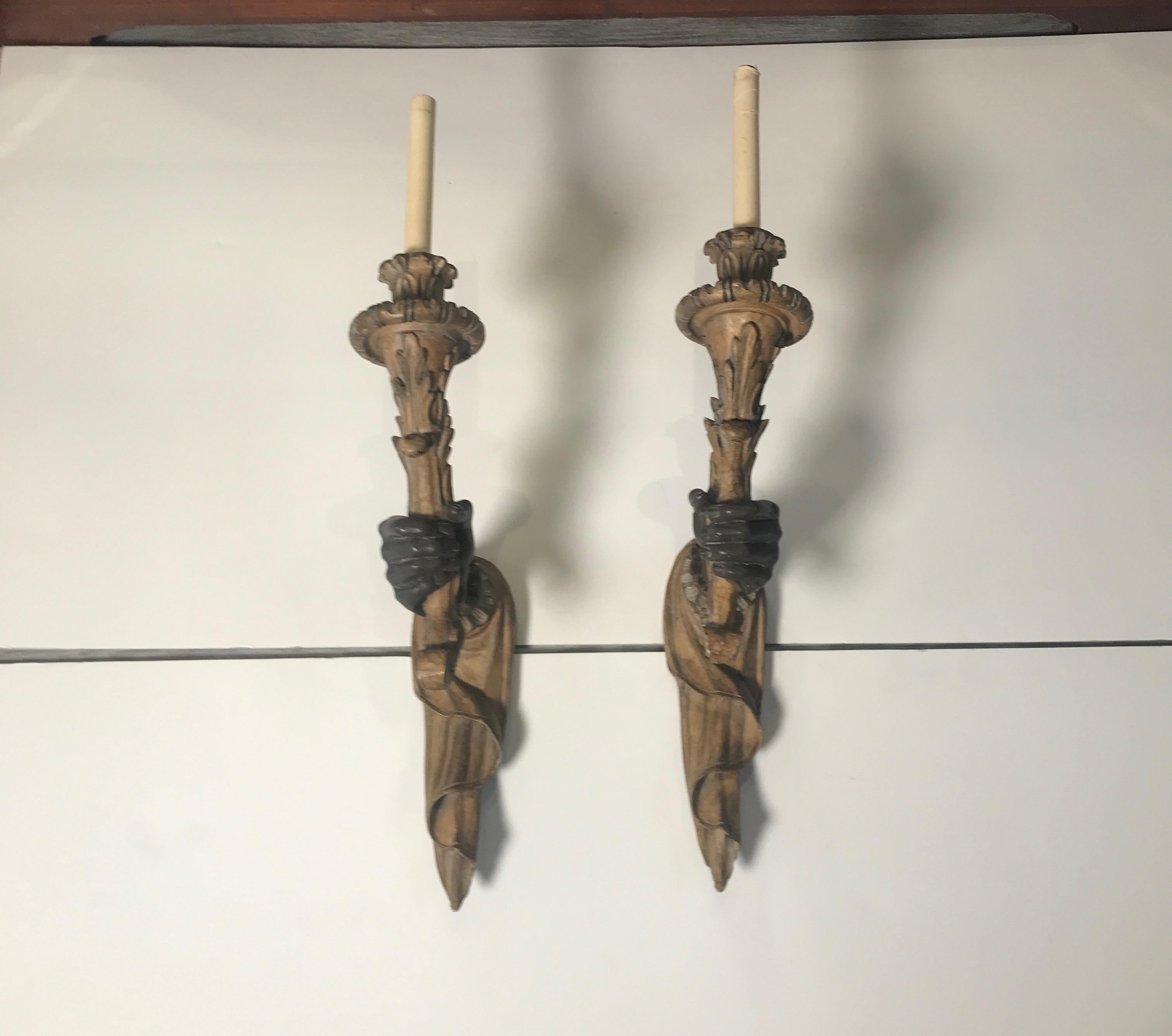 Neoclassical Pair of Venetian 18th Century Style Hand Sconces