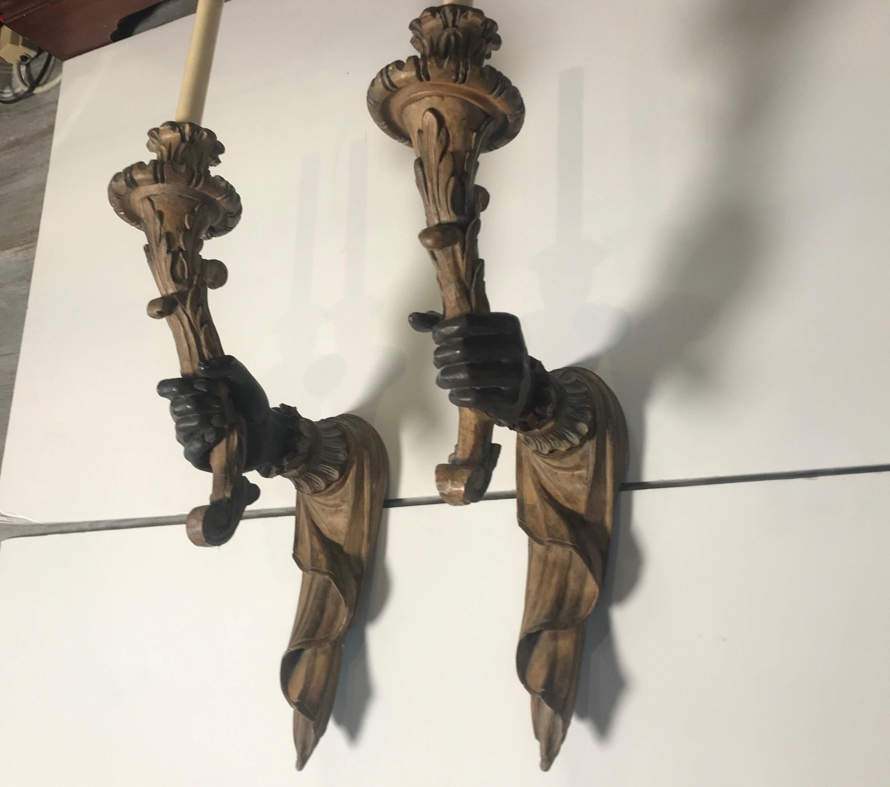 Unknown Pair of Venetian 18th Century Style Hand Sconces