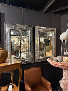 A Pair of Venetian Cushion Fronted Mirrors, 19th Century