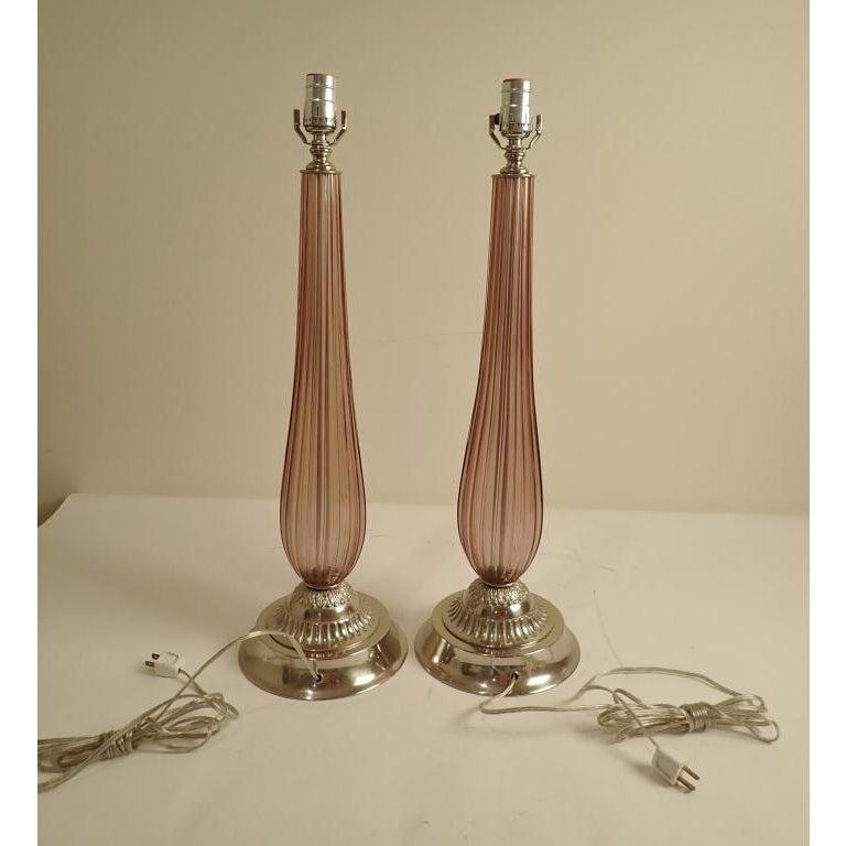 Modern Pair of Venetian Glass Lamps in Manner of Seguso