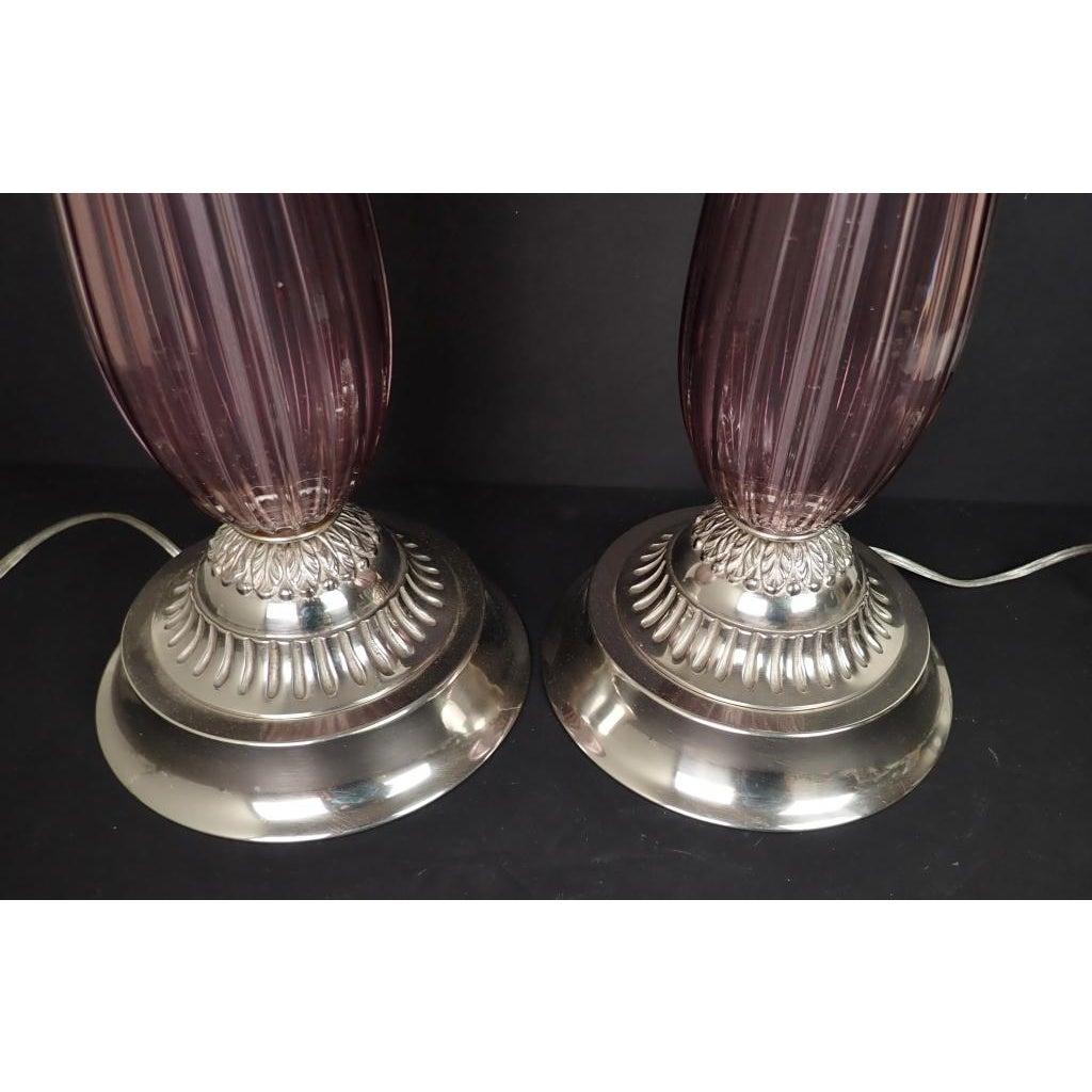 Pair of Venetian Glass Lamps in Manner of Seguso In Good Condition In Norwood, NJ