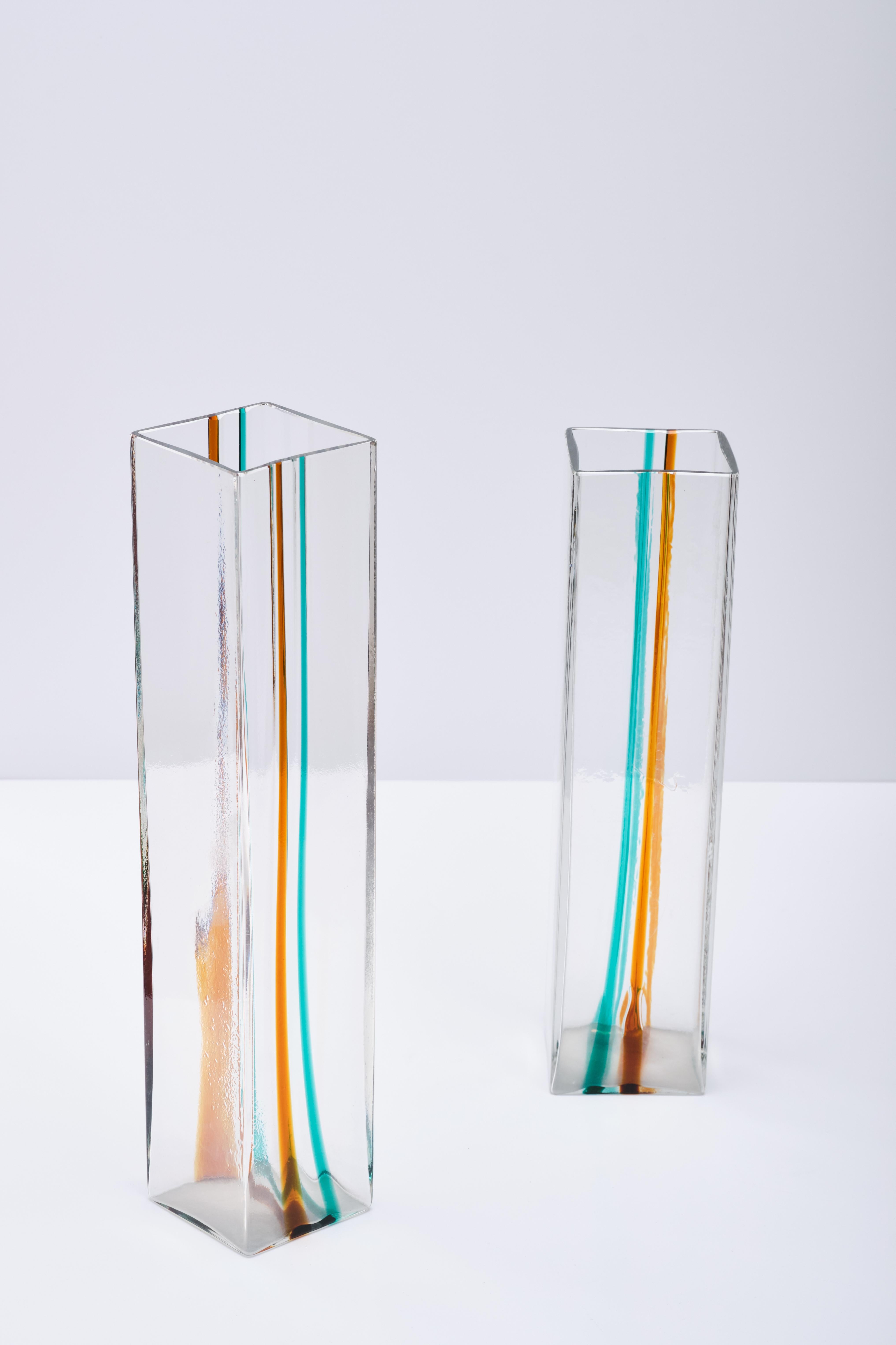 Ludovico Diaz de Santillana Zwei Venini Murano Glasvasen - Italienisches Design 1970er Jahre im Angebot 6