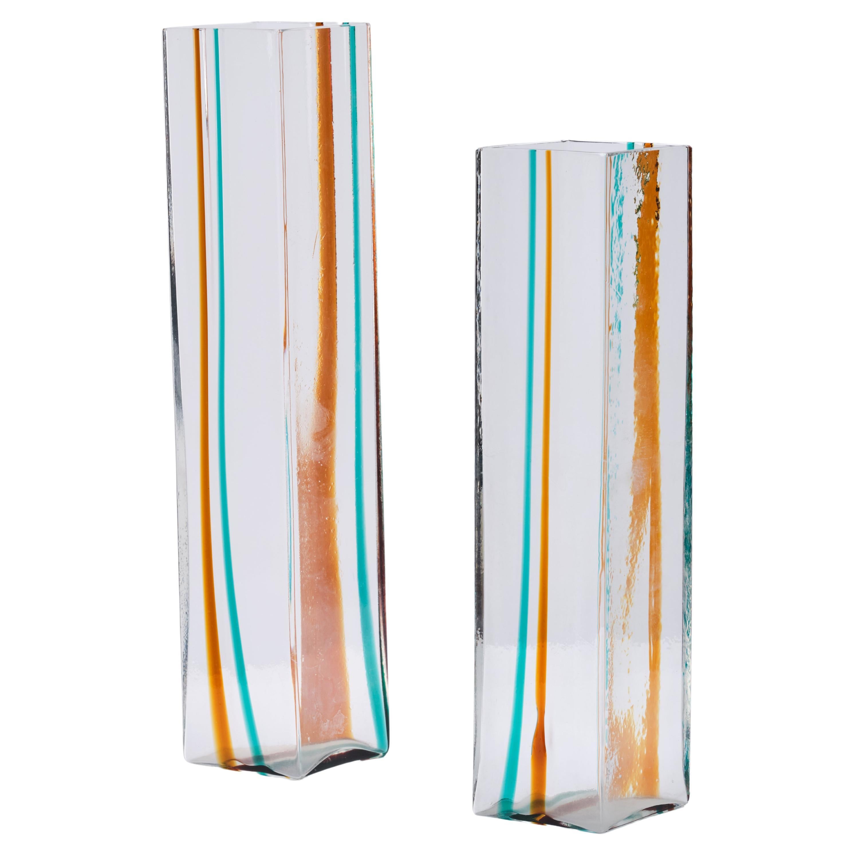 Ludovico Diaz de Santillana Two Venini Murano glass vases - Italian design 1970s For Sale