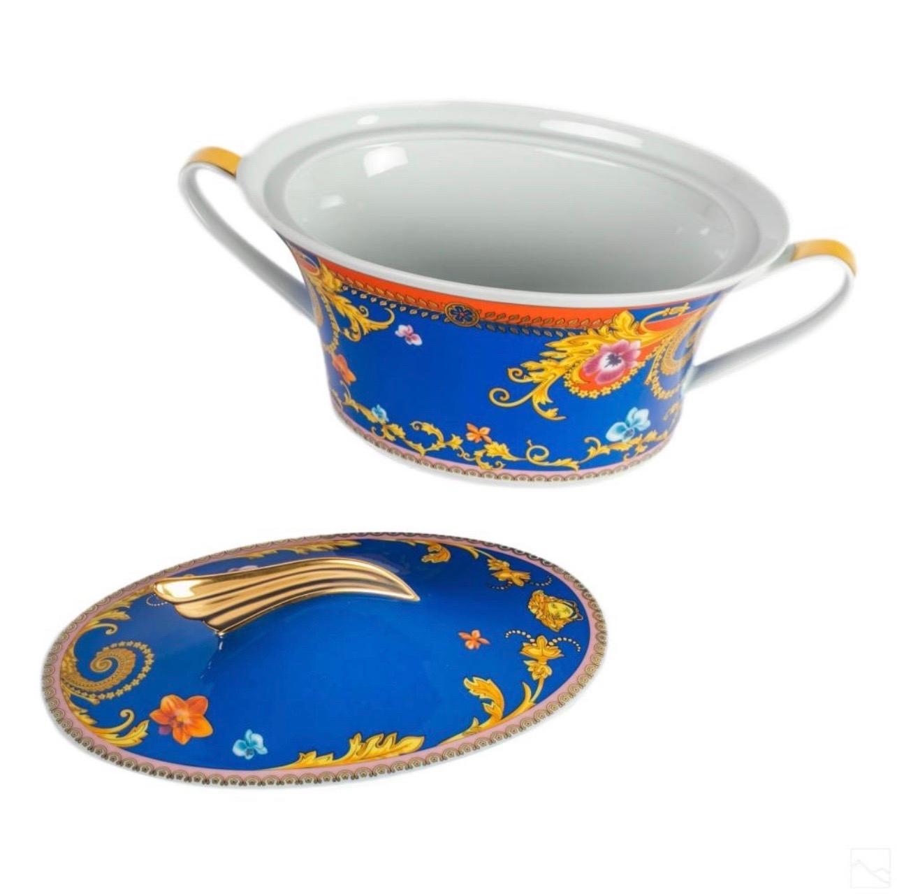 Contemporary Pair of Versace Primavera Lidded Bowels For Sale