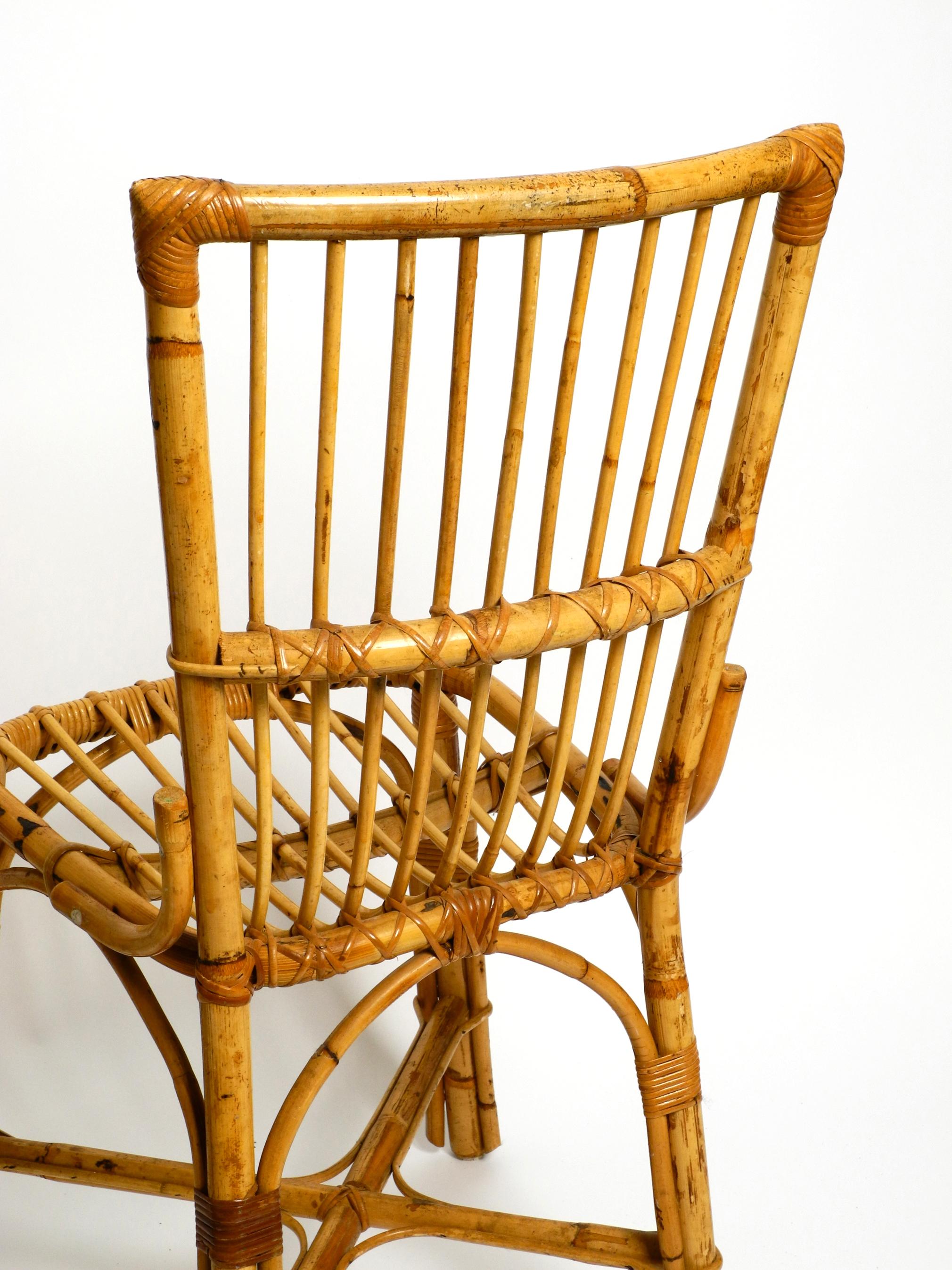 Pair of Very Comfortable Large 1960's Italian Bamboo Chairs For Sale 8