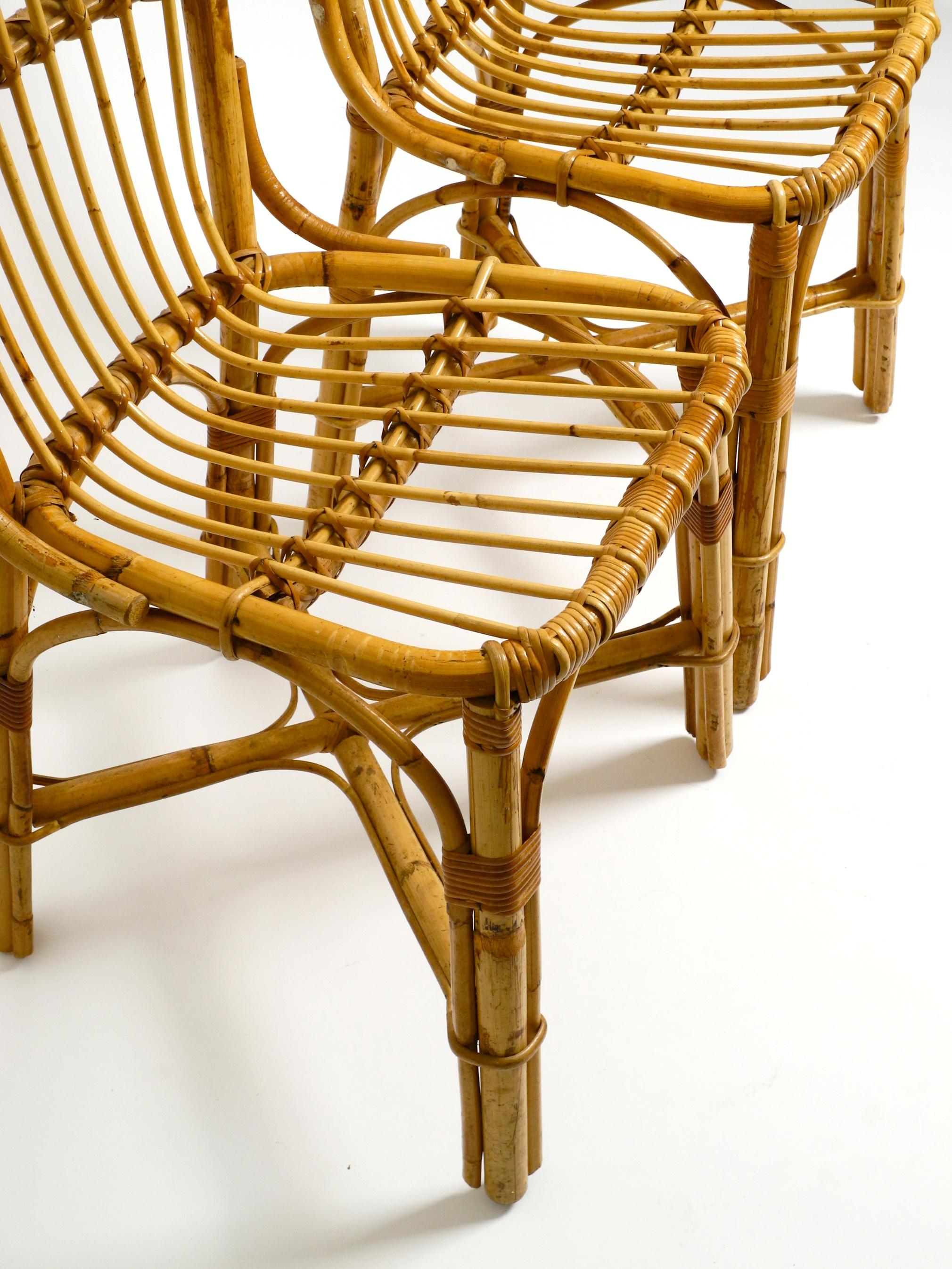 Pair of Very Comfortable Large 1960's Italian Bamboo Chairs For Sale 12