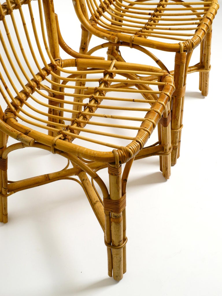 Pair of Very Comfortable Large 1960's Italian Bamboo Chairs For Sale at