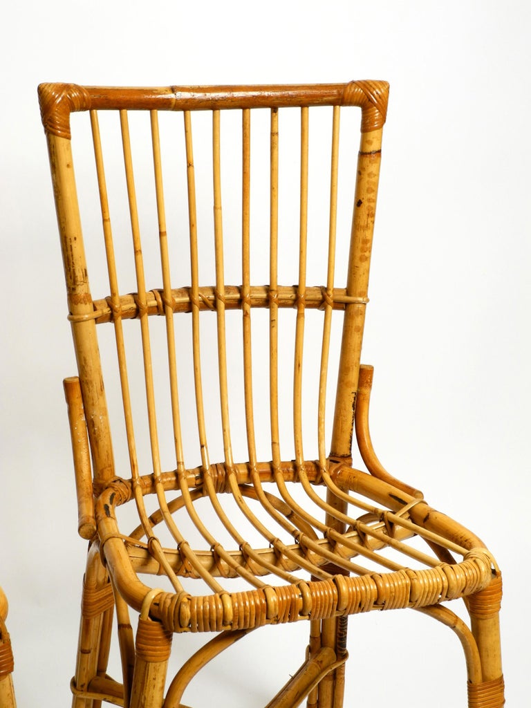 Pair of Very Comfortable Large 1960's Italian Bamboo Chairs For Sale at