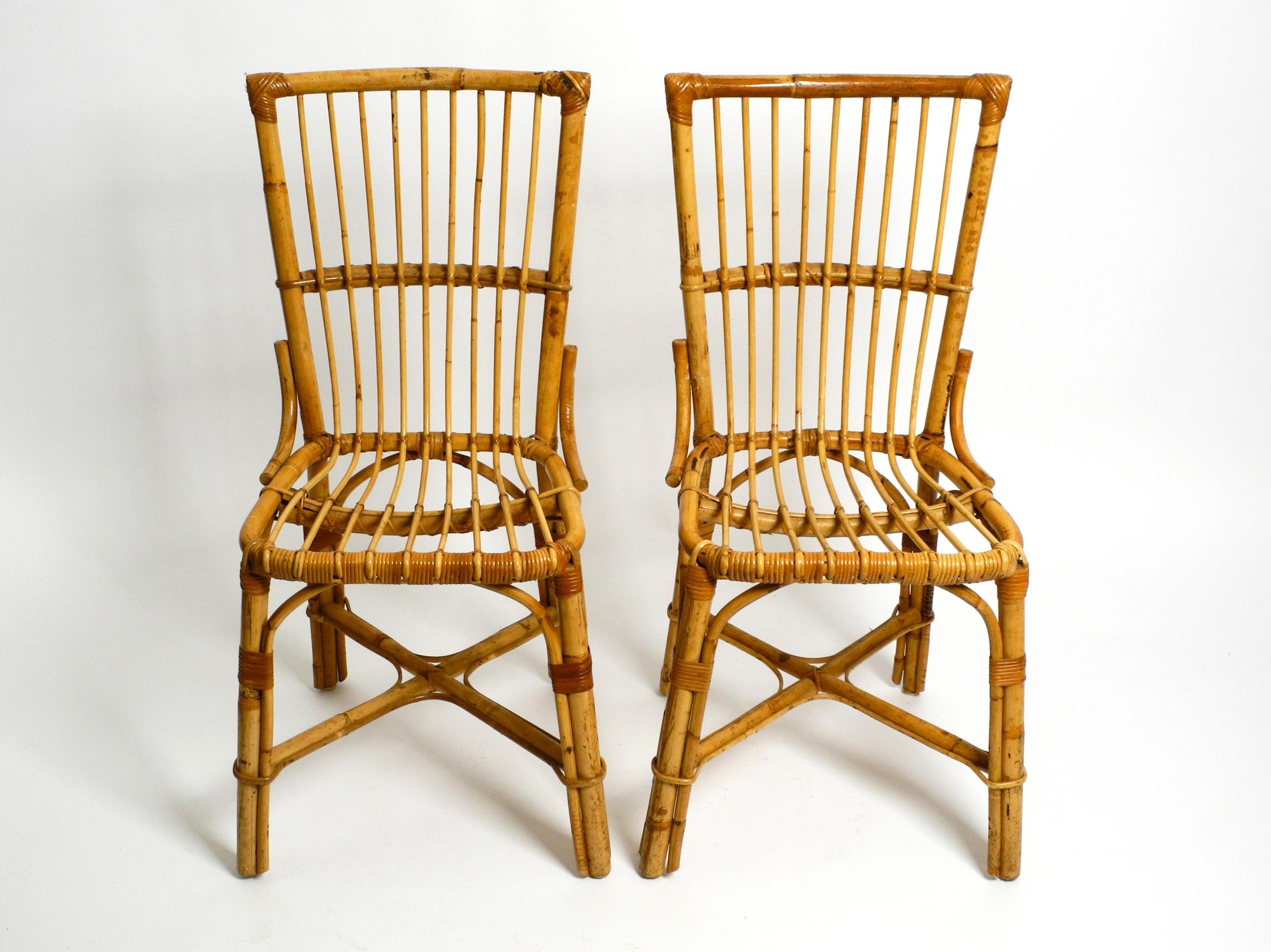 Pair of Very Comfortable Large 1960's Italian Bamboo Chairs For Sale 15
