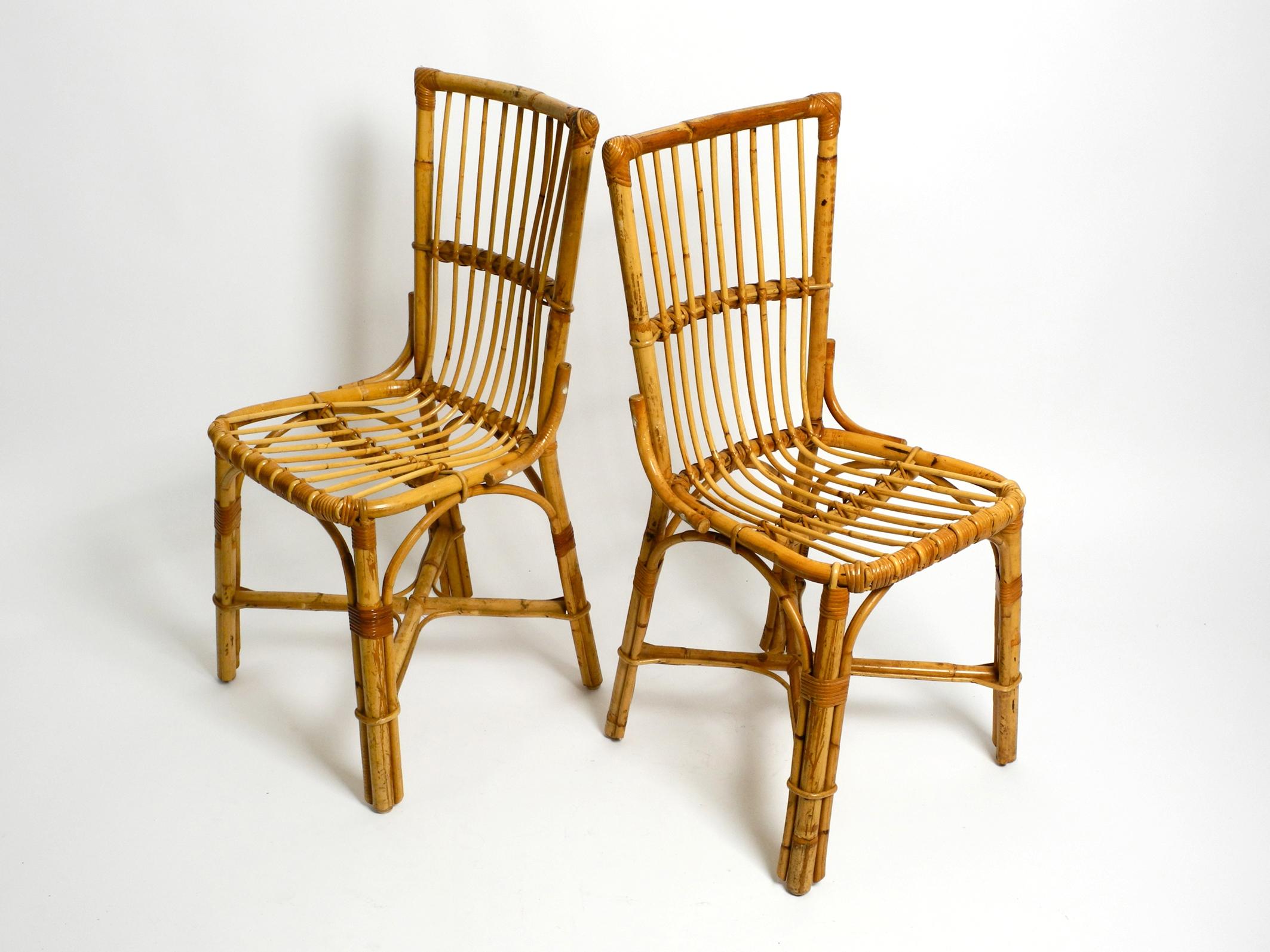 Mid-Century Modern Pair of Very Comfortable Large 1960's Italian Bamboo Chairs For Sale
