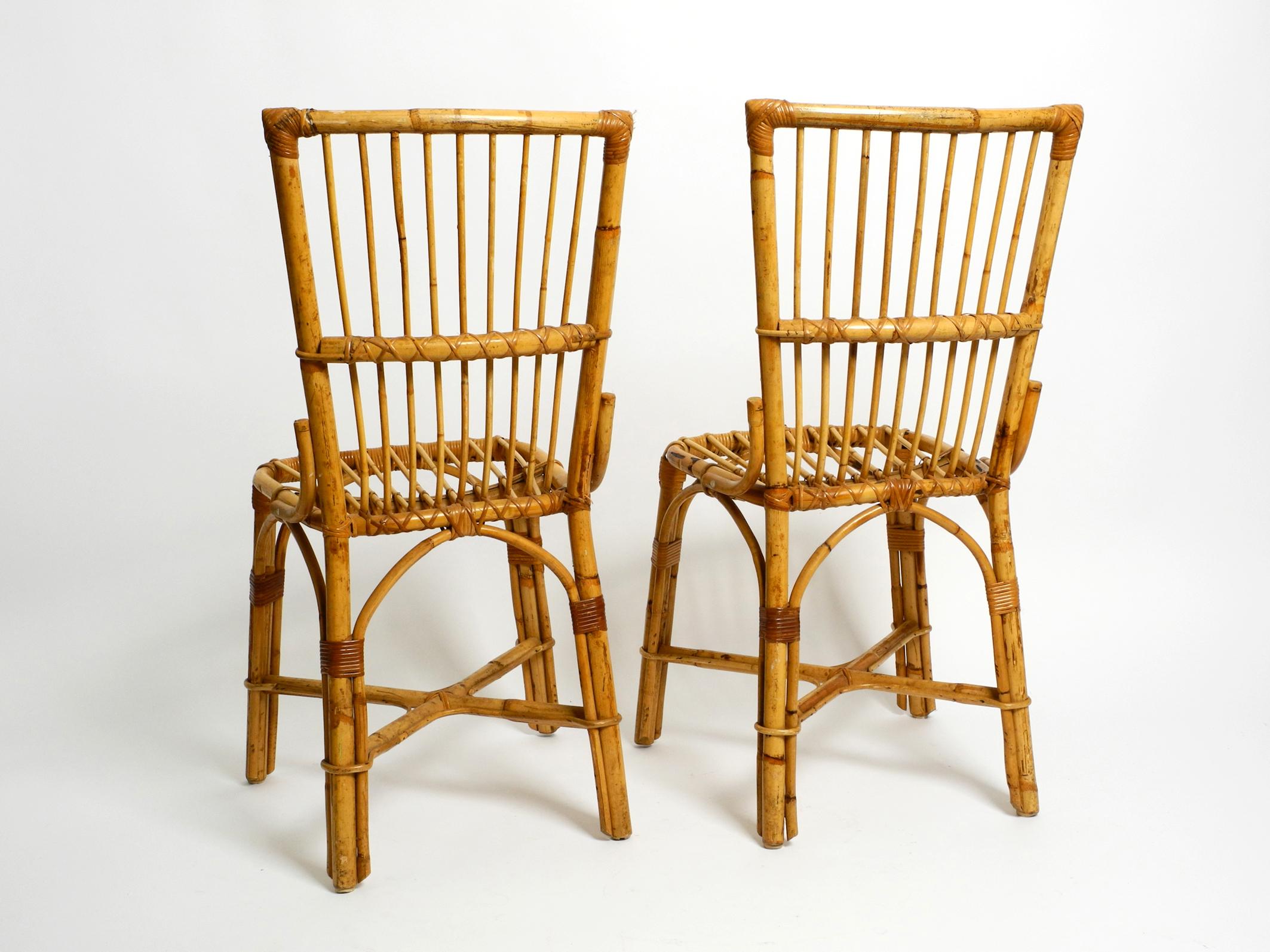 Mid-20th Century Pair of Very Comfortable Large 1960's Italian Bamboo Chairs For Sale