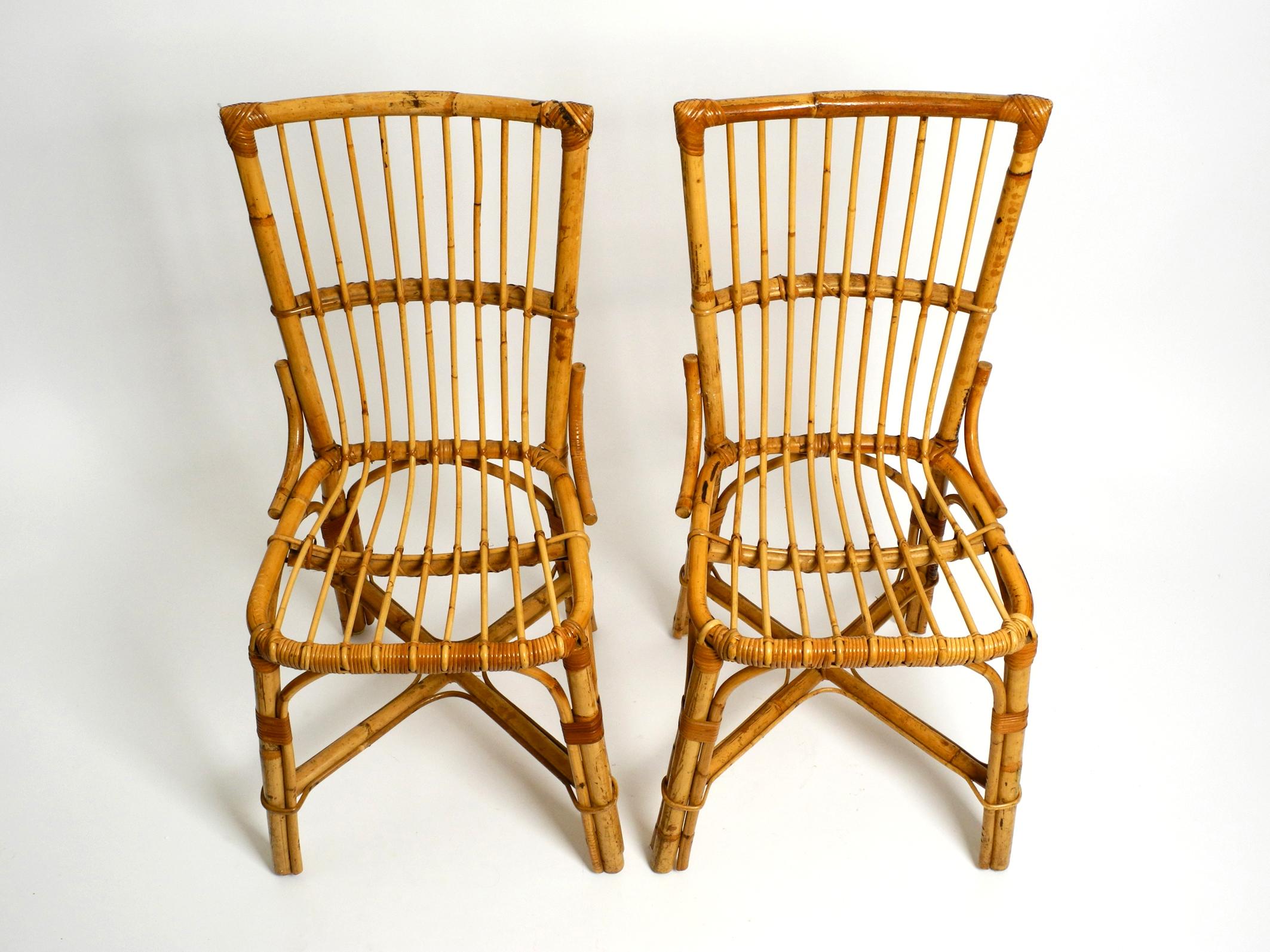 Pair of Very Comfortable Large 1960's Italian Bamboo Chairs For Sale 1