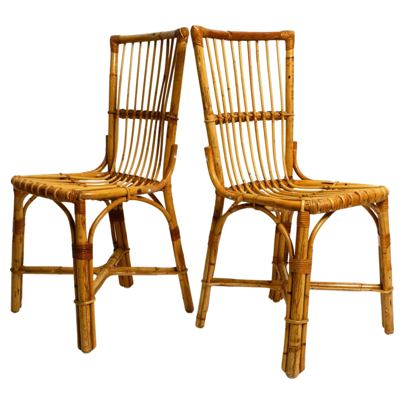 Pair of Very Comfortable Large 1960's Italian Bamboo Chairs For Sale