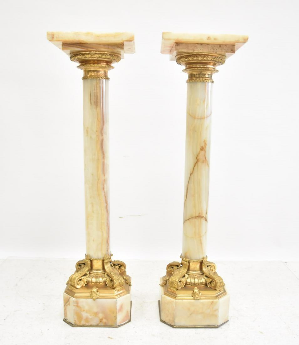 Louis Philippe Pair of Very Fine 19th Century Onyx and Gilt Bronze Pedestals