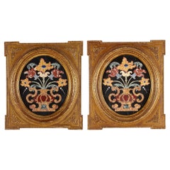 Antique Pair of Very Fine, Large Italian Pietra Dura Marquetry Panels