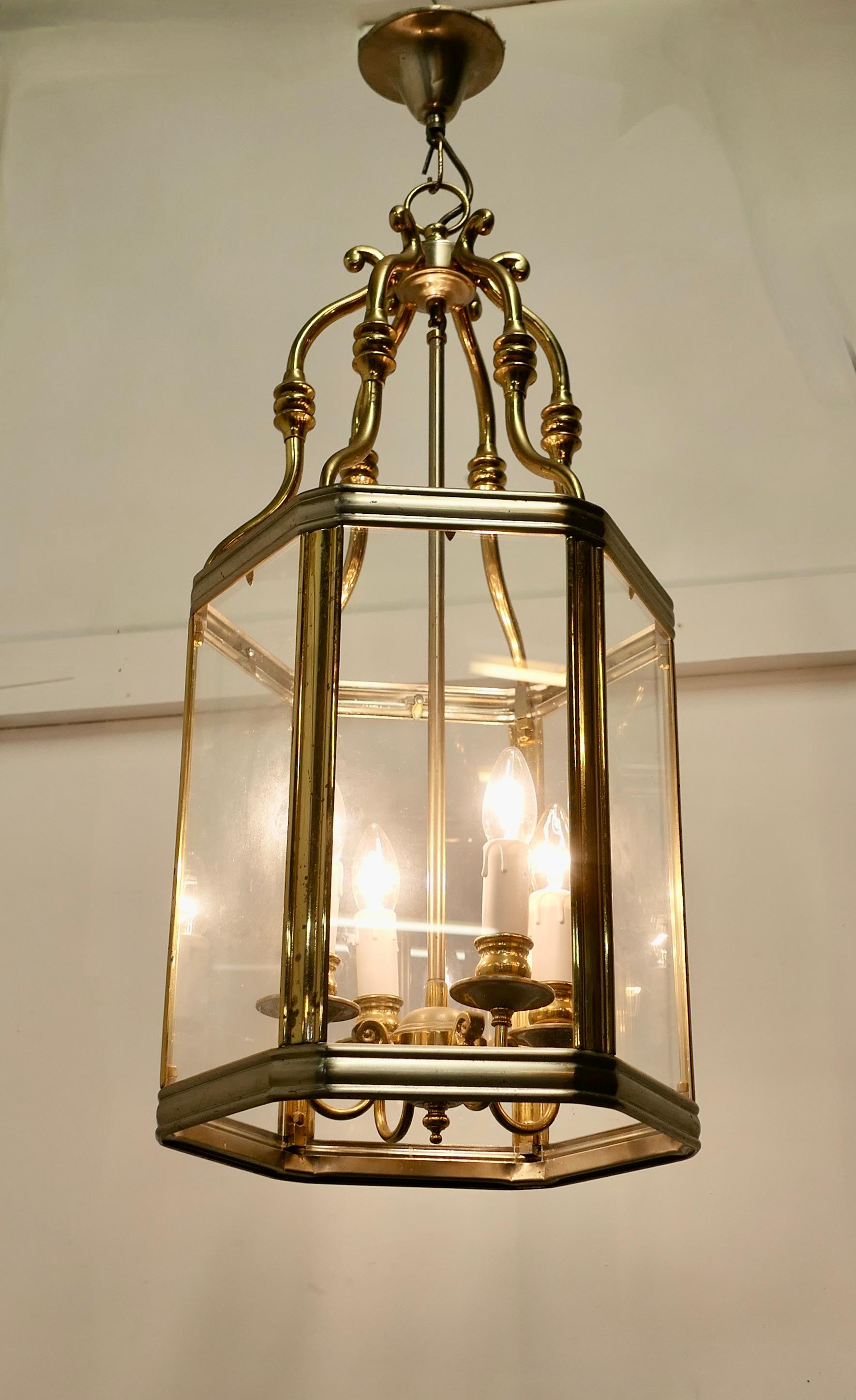 20th Century Pair of Very Large French Art Deco Brass & Glass Hall Lanterns a Superb Impr For Sale