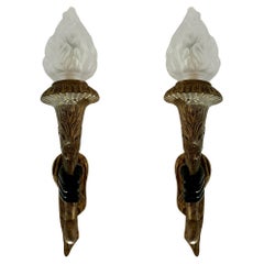 A Pair Of Very Large Gilt French Torchiere Hand Wall Lights