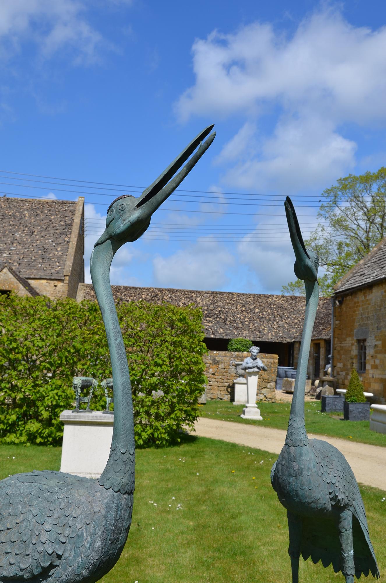 19th Century Pair of Very Large Meiji Period 1868-1912 Bronze Cranes
