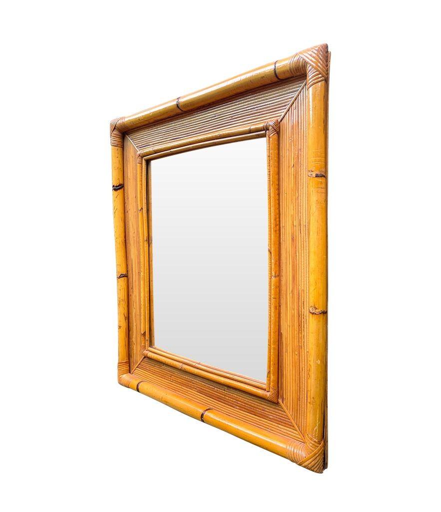 A pair of very similar 1970s Italian bamboo mirrors with bamboo frames For Sale 5