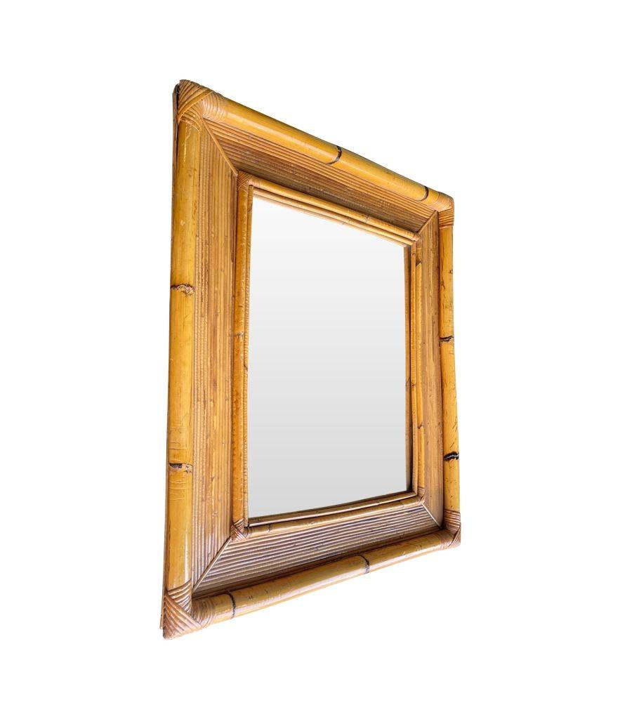 A pair of very similar 1970s Italian bamboo mirrors with bamboo frames For Sale 8