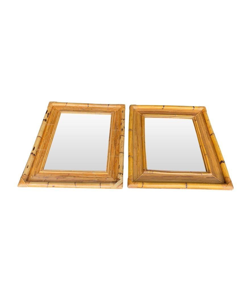 Late 20th Century A pair of very similar 1970s Italian bamboo mirrors with bamboo frames For Sale