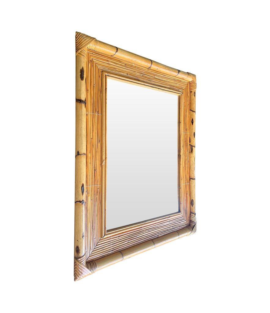 A pair of very similar 1970s Italian bamboo mirrors with bamboo frames For Sale 2