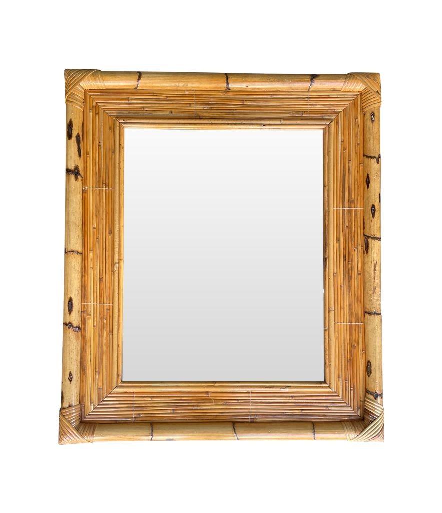 A pair of very similar 1970s Italian bamboo mirrors with bamboo frames 3