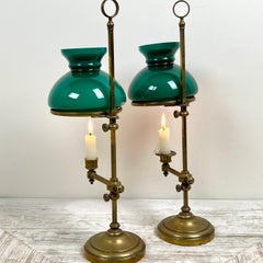 A Pair Of Victorian Adjustable Brass Student's Candle Lamps