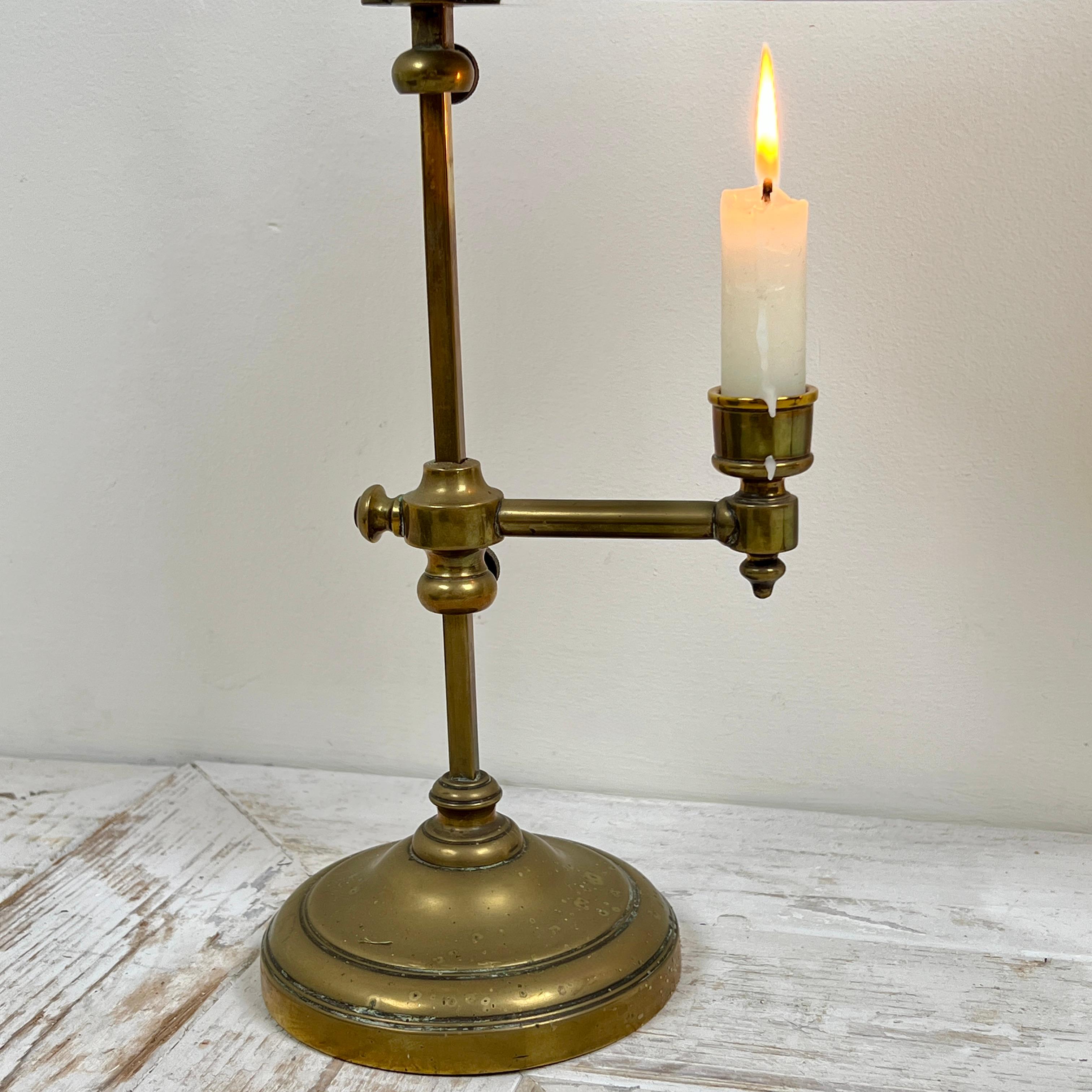 A Pair Of Victorian Adjustable Brass Student's Candle Lamps 1