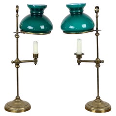 A Pair Of Victorian Adjustable Brass Student's Candle Lamps