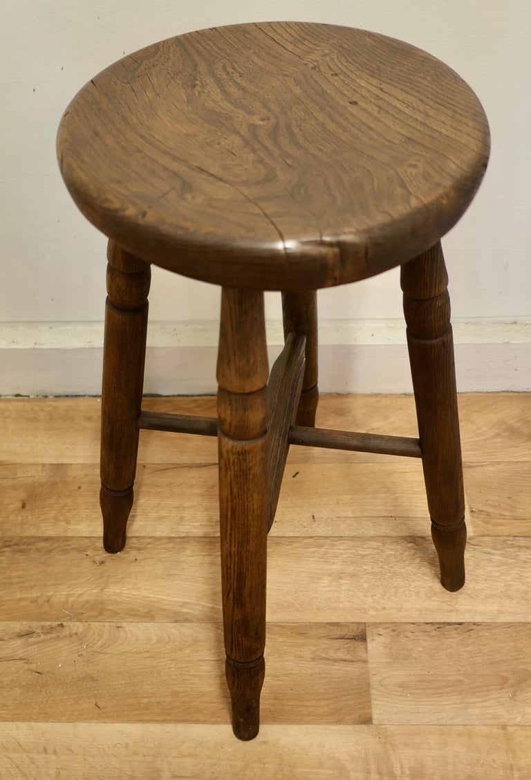Pair of Victorian Ash and Elm Farmhouse Kitchen Stools For Sale at 1stDibs
