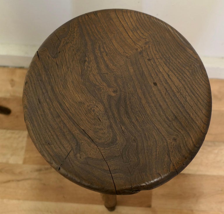 Pair of Victorian Ash and Elm Farmhouse Kitchen Stools For Sale at 1stDibs