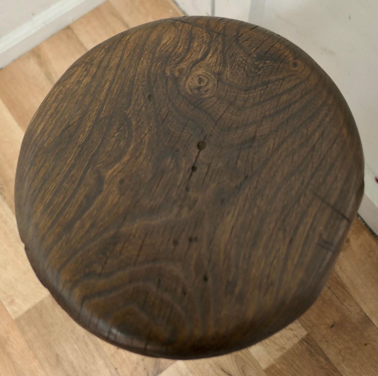 Pair of Victorian Ash and Elm Farmhouse Kitchen Stools For Sale at 1stDibs