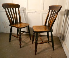Pair of Victorian Beech and Elm Splat Back Chairs