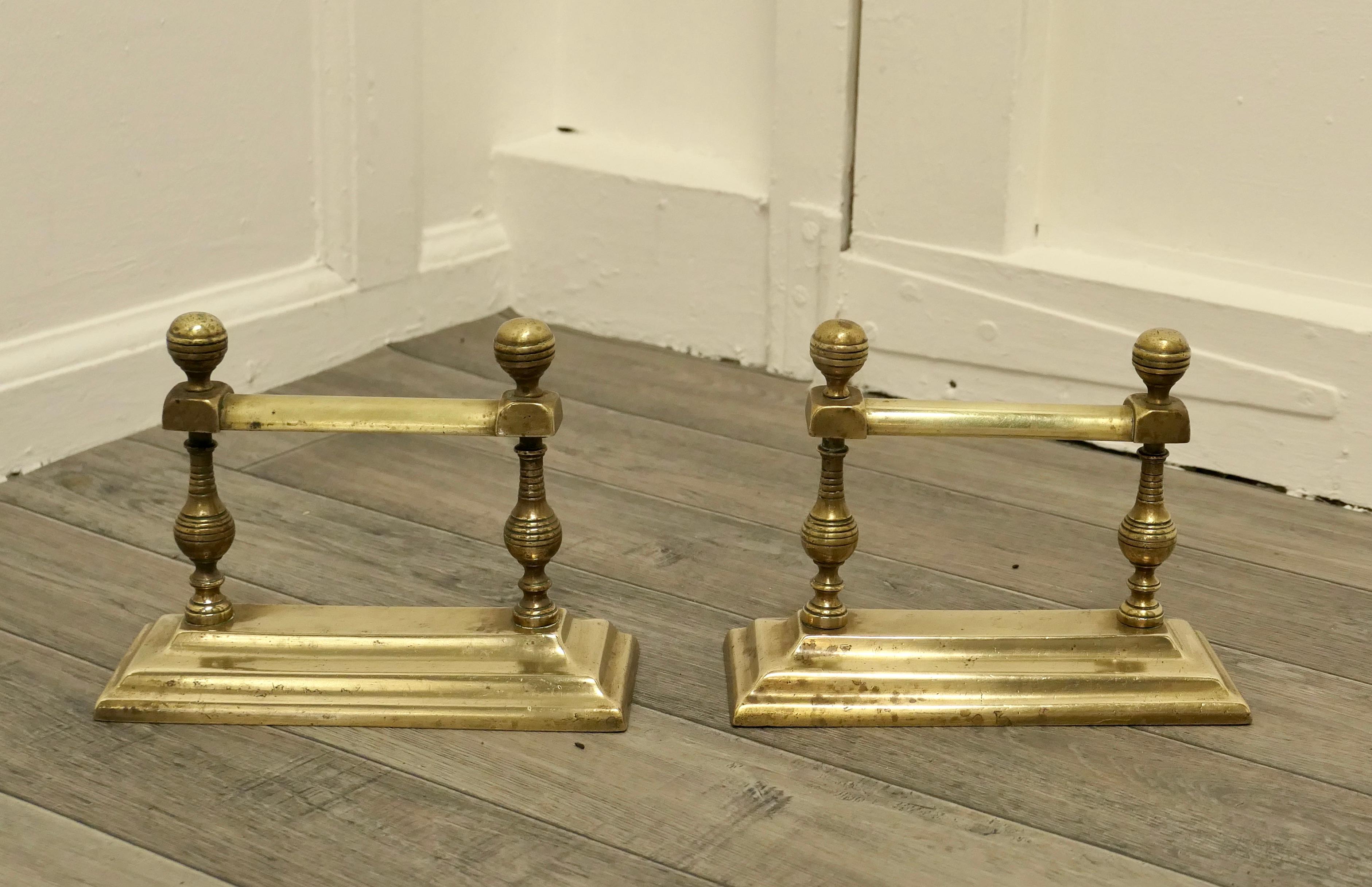 19th Century Pair of Victorian Brass Andirons or Fire Dogs For Sale