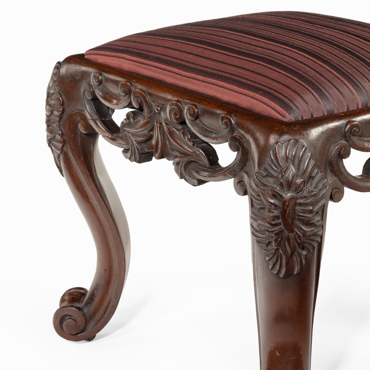 Pair of Victorian Carved Mahogany Stools For Sale 7