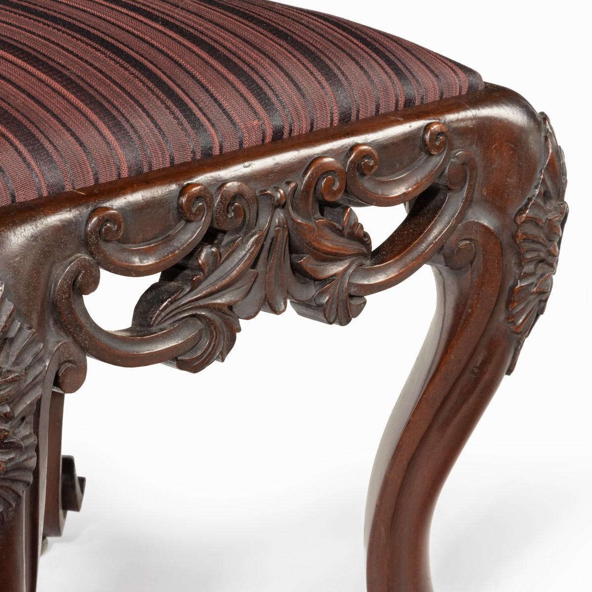 Pair of Victorian Carved Mahogany Stools For Sale 8