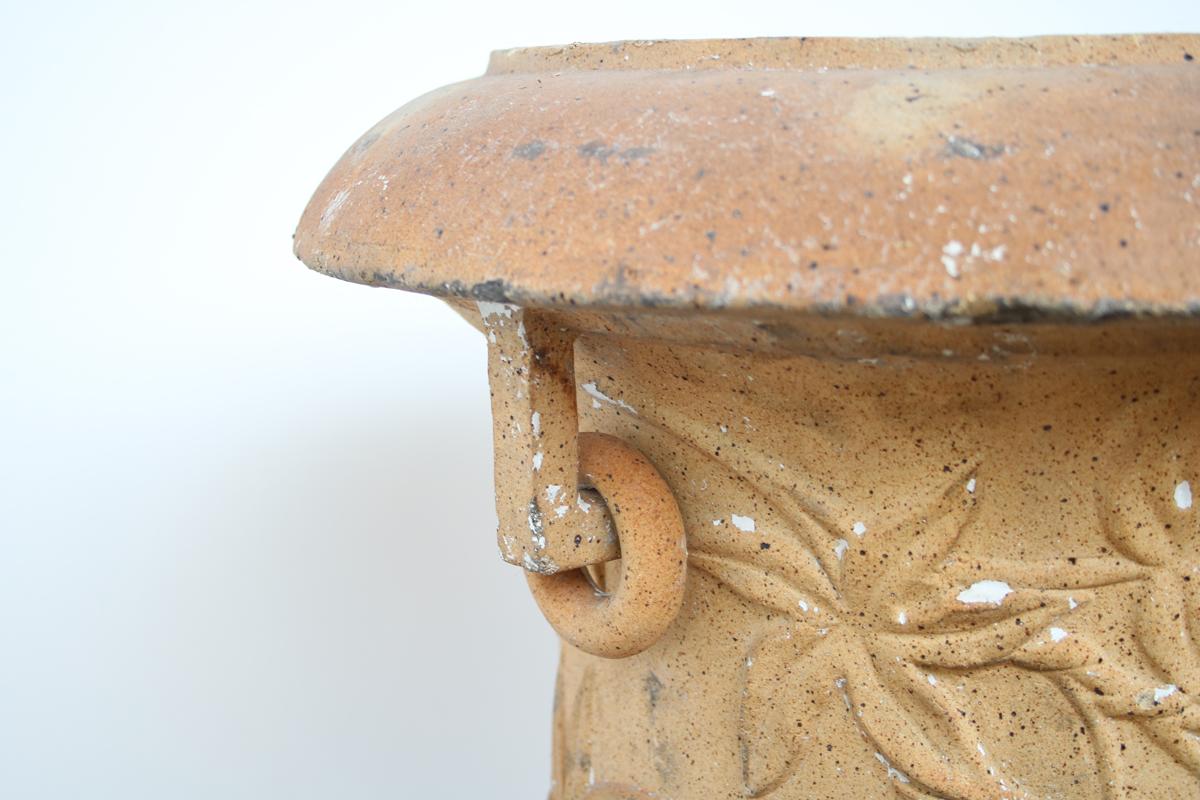 Scottish Pair of Victorian Clay Garden Urns on Pedestals