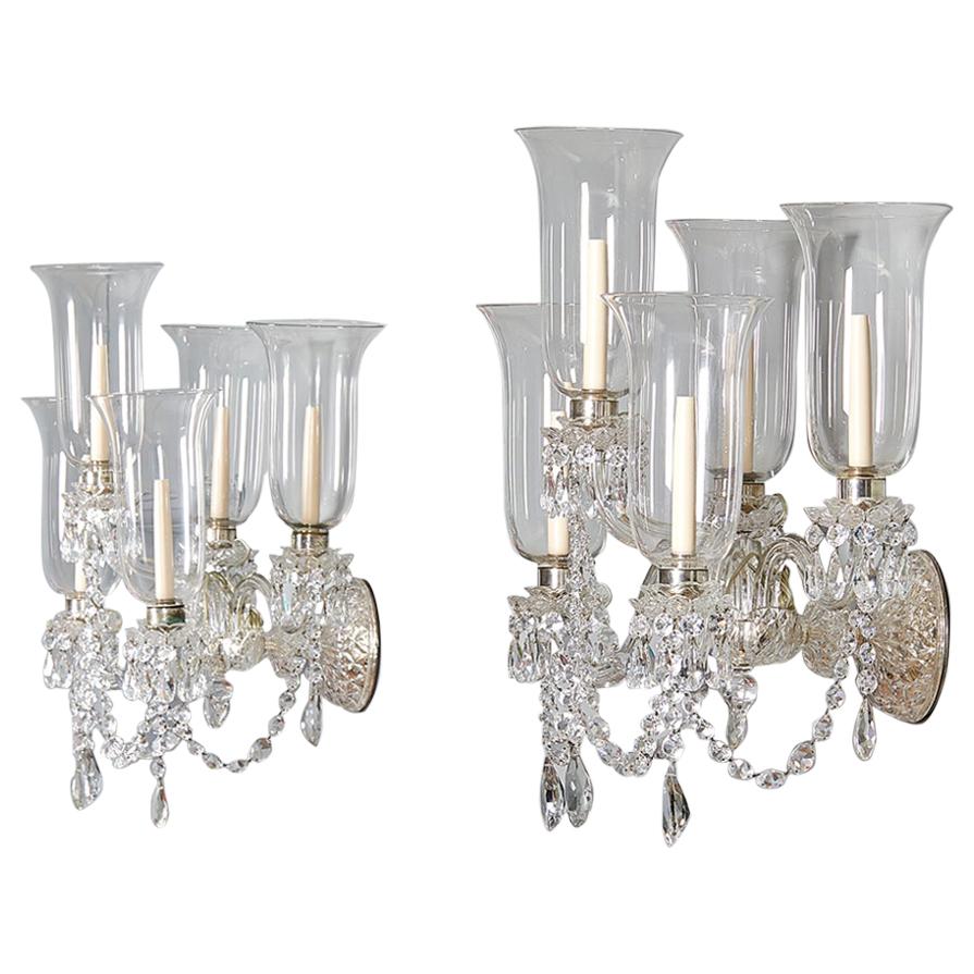 Pair of Mid-19th Century Victorian Cut-Glass Wall Lights For Sale