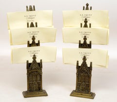 Pair of Victorian Gothic Revival Pressed Brass Letter Racks, 19th C