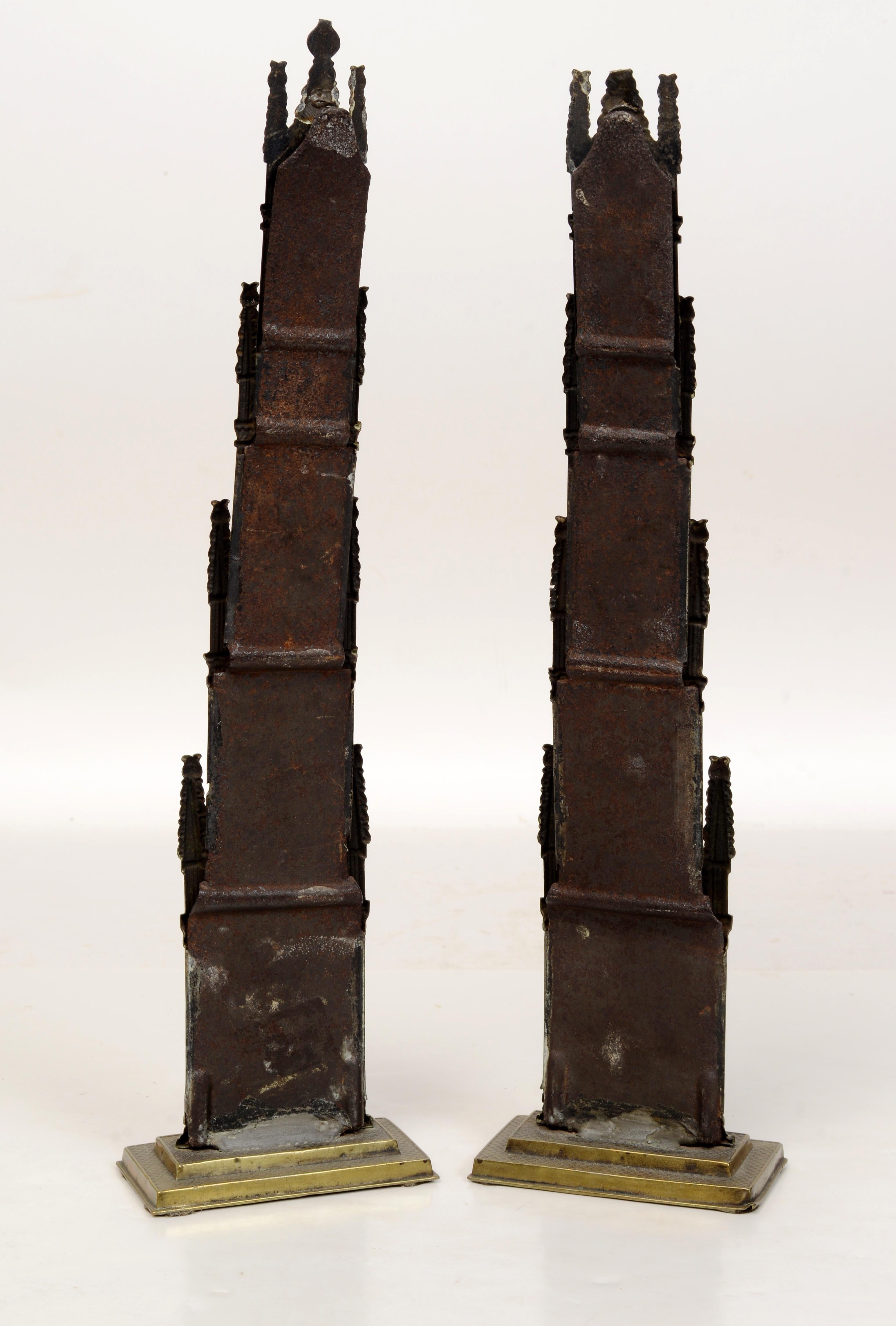 19th Century Pair of Victorian Gothic Revival Pressed Brass Letter Racks, 19th C For Sale