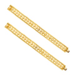 Pair of Victorian Half Pearl Gold Bracelets