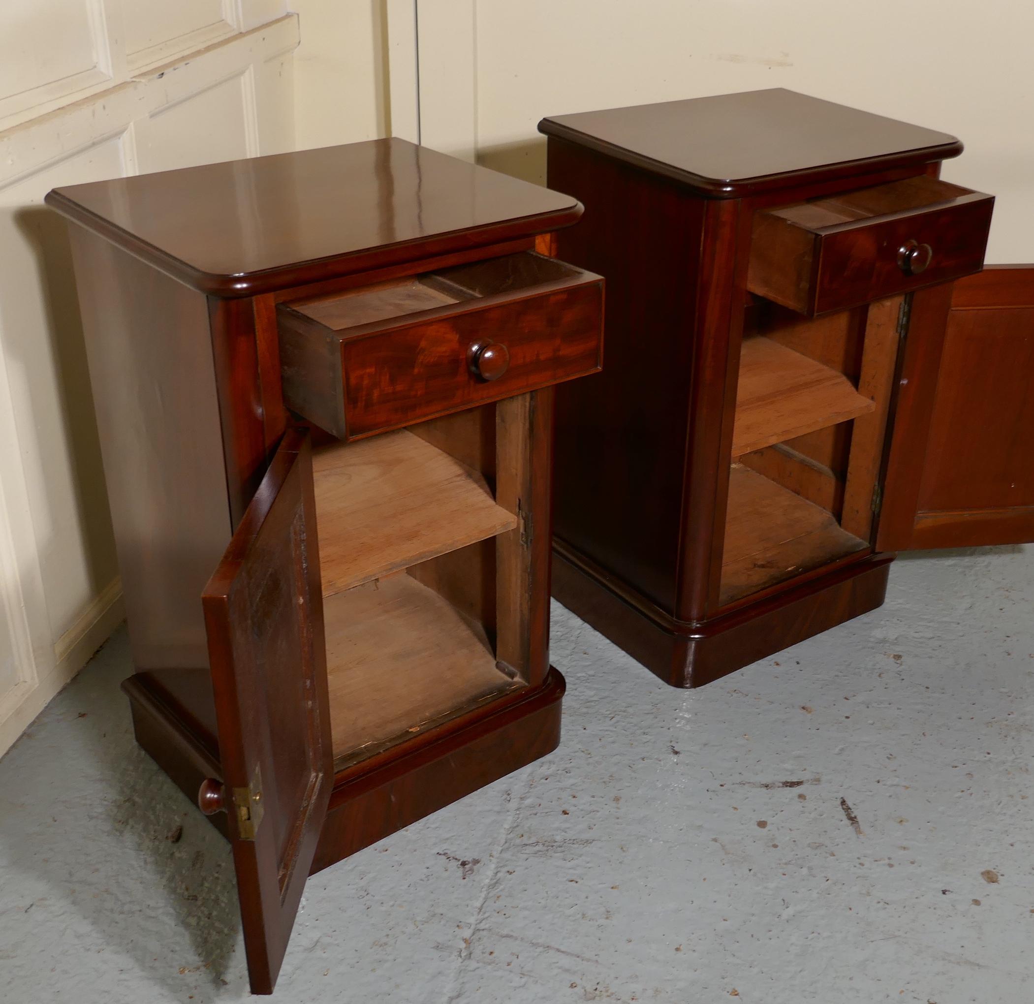 Pair of Victorian Mahogany Bedside Cupboards 2