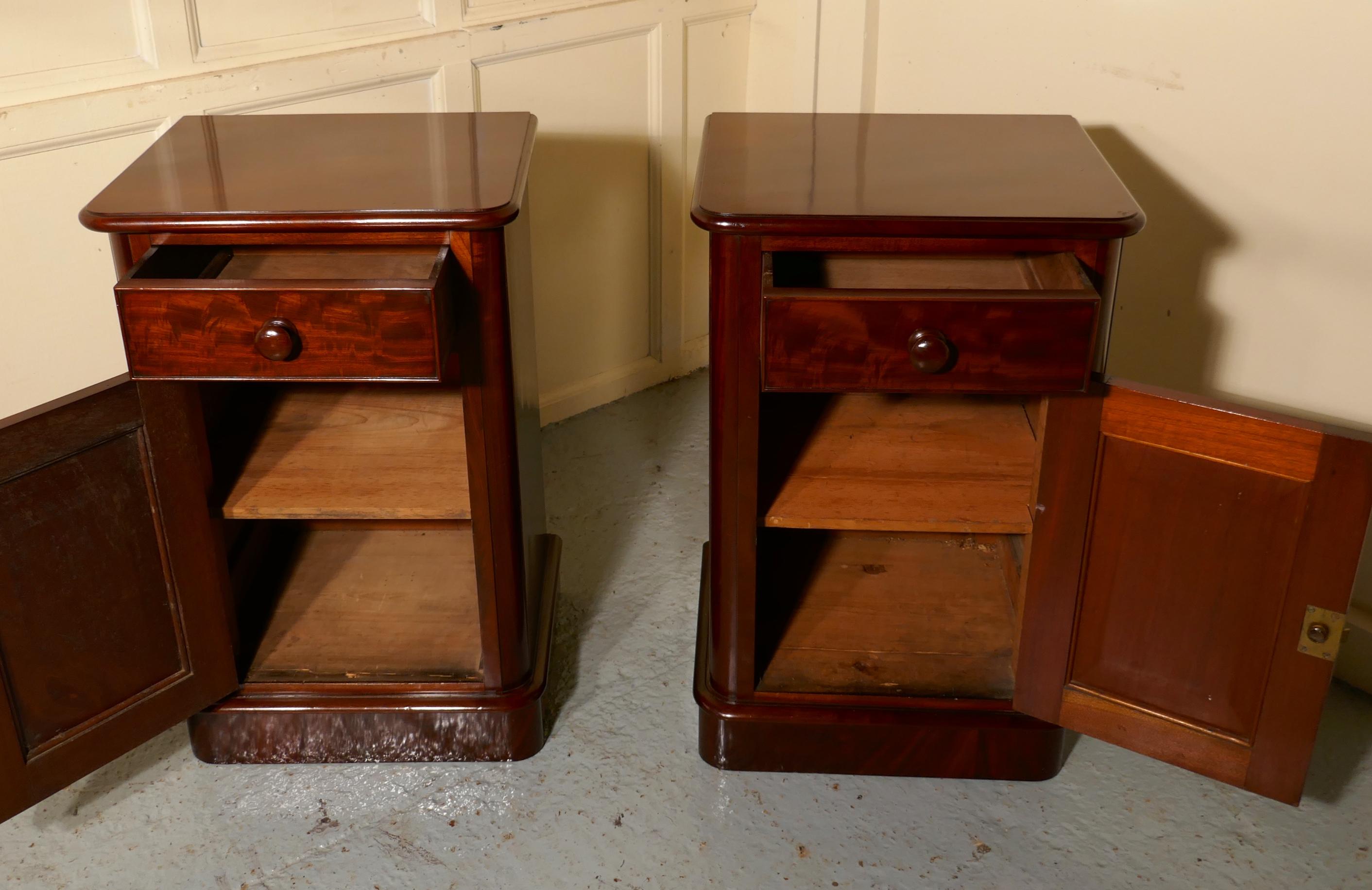 Pair of Victorian Mahogany Bedside Cupboards 3