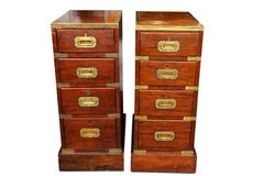 A Pair of Victorian Mahogany & Brass Campaign Chests With Brass Hardware