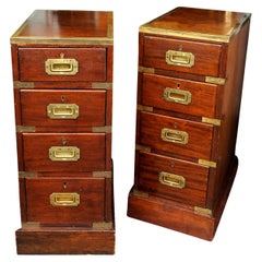 Antique A Pair of Victorian Mahogany & Brass Campaign Chests With Brass Hardware