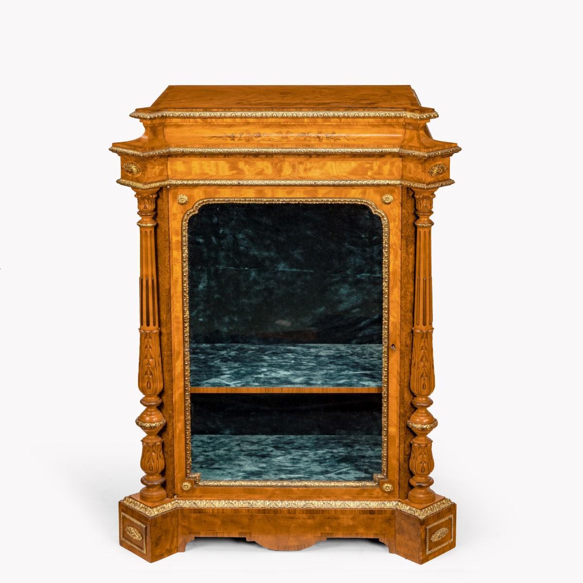 Pair of Victorian Satinwood Display Cabinets Attributed to Holland and Sons For Sale 7