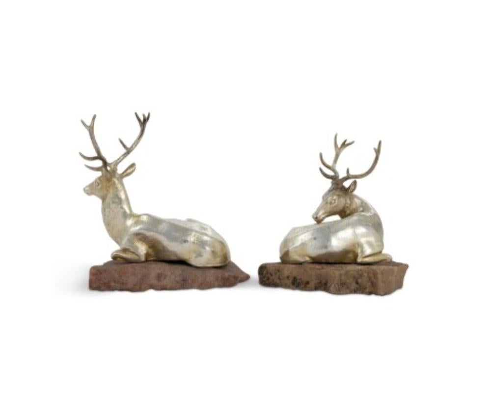 A Pair of Victorian Silver Stags Deer, Edward & John Barnard, London, Circa 1860 In Good Condition In New York, NY