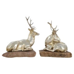 A Pair of Victorian Silver Stags Deer, Edward & John Barnard, London, Circa 1860