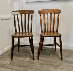 Pair of Victorian Slat Back Farmhouse Kitchen Chairs